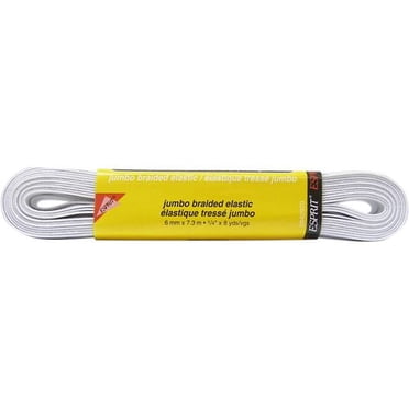 UNIQUE CREATIV Jumbo Braided Elastic, White, Various Widths, Polyester/Rubber, 6 mm (0.24 in), 3 m (3.28 yd)