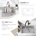 thumbnail image 4 of Stylish Undermount 28" Stainless Steel Single-Bowl Kitchen Sink with 2 Accessories S-306XG, 4 of 11