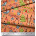 thumbnail image 2 of Soimoi polyester Crepe Fabric Gift Box,Snowman & Tree Christmas Print Fabric by the Yard 52 Inch Wide, 2 of 3