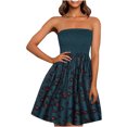 thumbnail image 1 of Pompotops Robe Sans Bretelles à Bande Élastique Style Bohème pour Femme Robes Robe Sans Manches à Imprimé Floral, 1 of 8