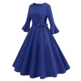 thumbnail image 4 of cfhntfmh Robes de Cocktail pour Femmes Élégantes à Manches Longues Évasées Robe d'Automne de Noël Ceinturée à Col Rond Robe de Soirée, 4 of 6