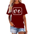 thumbnail image 2 of T-shirts Mignons pour Couples Assortis Mode de la Saint-Valentin Imprimé de Lettres Col Rond Manches Courtes T-Shirt Décontracté Confortable Confortable Doux T-Shirt de Base pour Lui et Elle Vêtements de Vacances Vin TTG, 2 of 5