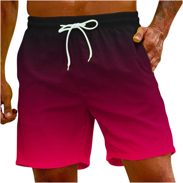 FAIWAD Mens Summer Gradient Shorts Casual Classic Short Pants Elastic Waist Drawstring Comfort Beach Shorts