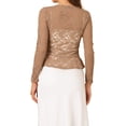 thumbnail image 3 of INSPIRE CHIC Women's Floral Lace Cardigans Tie Front Ruffled Hem Sheer Crop Bolero Shrug S Khaki, 3 of 6