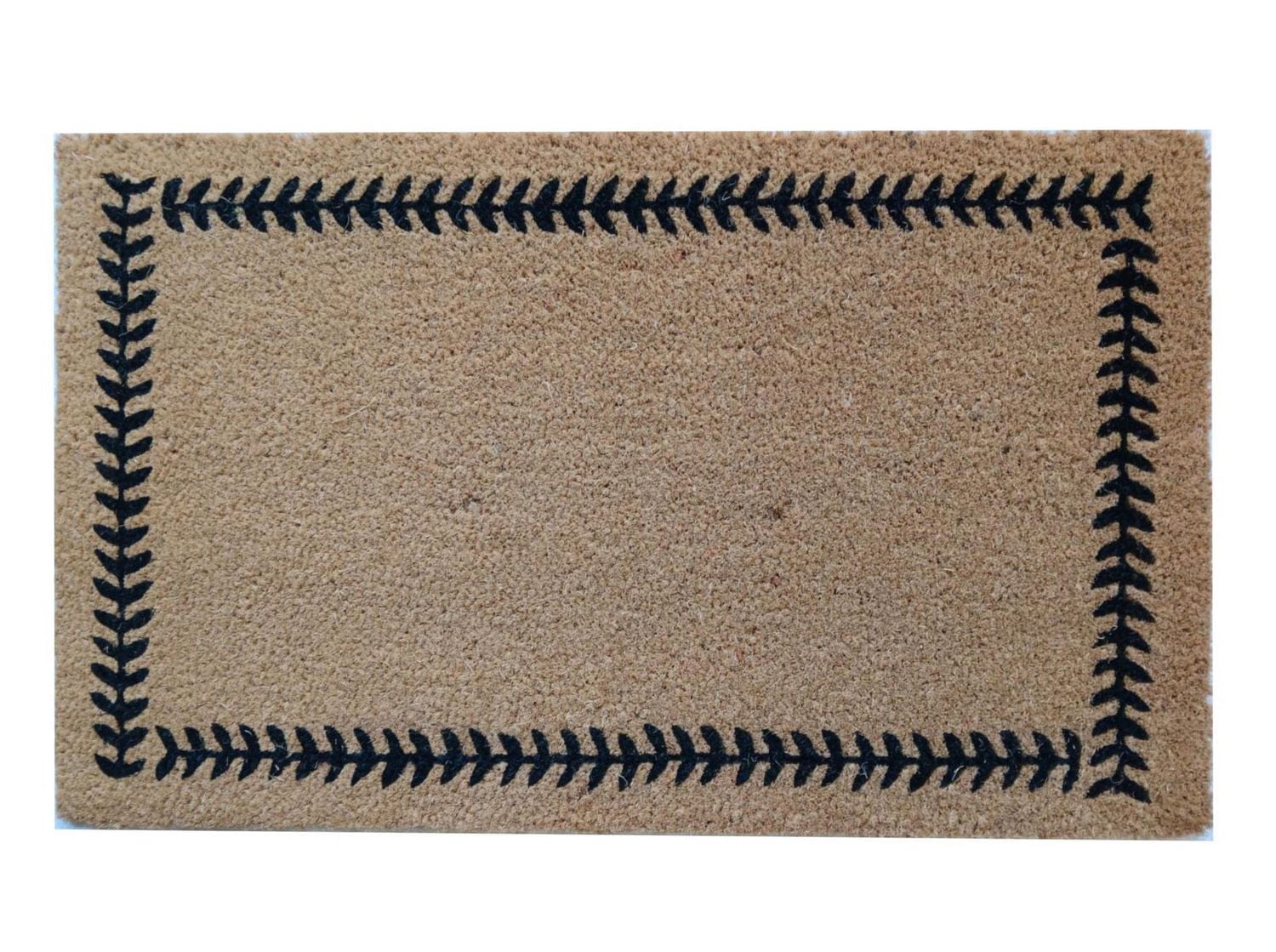 Tapis de porte en fibre de coco à bordure de feuilles Home Décor Inc., 45,7 cm x 76,2 cm, antidérapant, pour l'extérieur. Tapis en fibre de coco naturelle robuste.