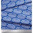 thumbnail image 2 of Soimoi Blue polyester Crepe Fabric Filigree Damask Print Sewing Fabric Yard 42 Inch Wide, 2 of 3