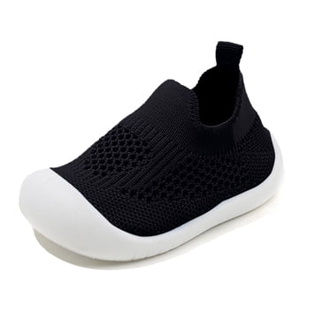 Chaussures pour Bébé Garçons Filles Respirantes Chaussures-Chaussettes Non Marche Premières Chaussures de Marche avec Semelle en Caoutchouc Souple Pantoufle Espadrille pour Nourrisson Tout-Petit Noir 19/ 18 M-24 m