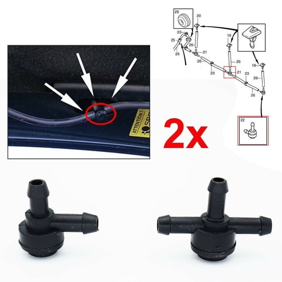 2 Pcs Car Wiper Spray Pipe Joint Windscreen Washer Valve Black 9178897 31391513 For Volvo C30 C70 S40 S60 S80 V50 V70 XC60
