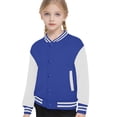 thumbnail image 2 of Girls Coats & Jackets Child Autumn Spring Long Sleeved Color Block Baseball Blue Cute Fall Tops for Girls ,5-6 Years, 2 of 4