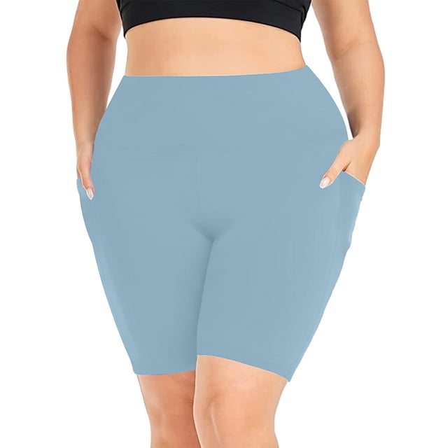 Wlynlyn Plus Size Biker Shorts for Women High Waisted Compression Yoga Tights Quick Dry Workout Shorts