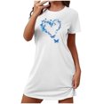thumbnail image 1 of Rbaofujie Pyjama pour Femmes Ensemble Shorts Nuisette Courte Surdimensionnée pour Femmes Mode Imprimé Poitrine Robe de Nuit à Manches Courtes Pyjama d'Hiver pour Femmes, 1 of 7