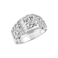 thumbnail image 3 of RYLOS Men's Rings 14K White Gold Designer Nugget Ring Oval 9X7MM Gemstone & Diamonds  White Topaz April Birthstone Rings For Man Size 10, 3 of 7