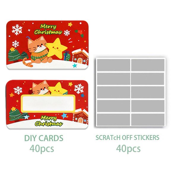 40pcs Christmas Reward Scratch Card Xmas Santa Scratch Cards Decorations 2026 Party Favor