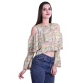 thumbnail image 3 of Moomaya Printed Casual Long Sleeve Tops Women Cold Shoulder Ruffle Sleeves Top, 3 of 4