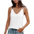 thumbnail image 3 of Sentmoon Summer Clothes for Women Women Top Linen V Neck Strappy Backless Tank Solid Color Sleeveless T Shirt Breathable Trendy Unique Summer for Layering or Going Out Clothes Top, 3 of 7