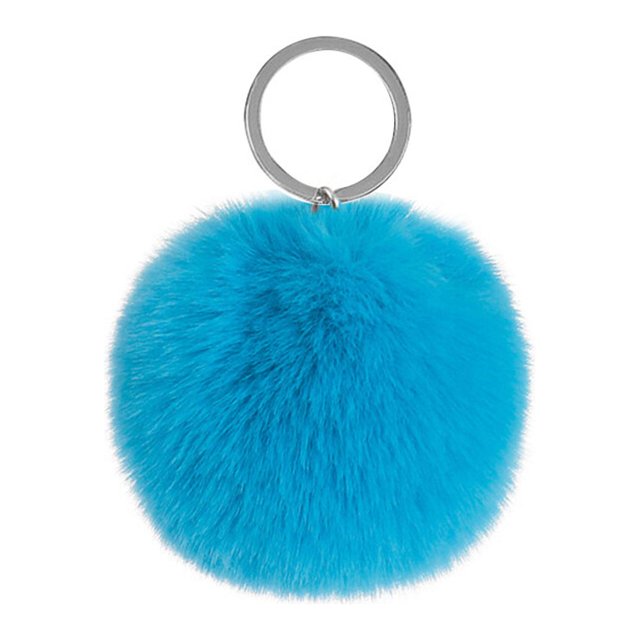Fuzzy Ball Keychain Supple Comfortable Lovely Key Rings Adorable Practical Key Chains Women for Children Adults Elderly Students Sky Blue 4cm