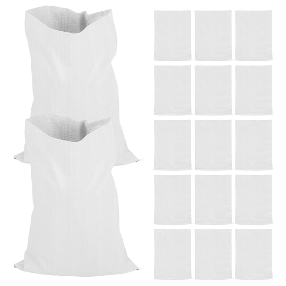 HAMPPLIES 20Pcs Heavy Duty White Sand Bags for Flooding and Construction Reusable Polypropylene Material