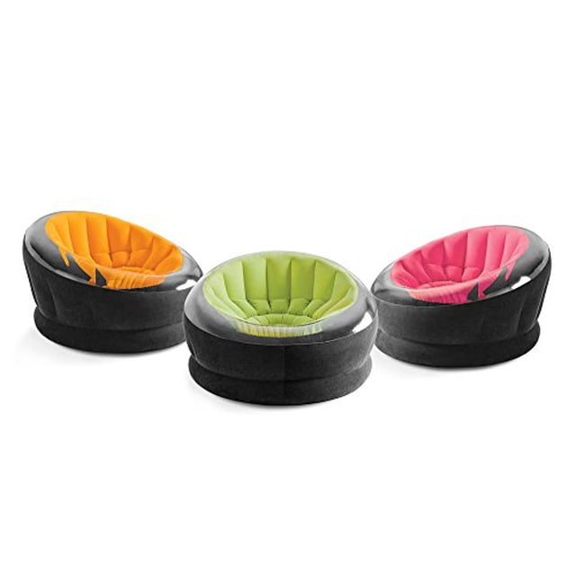 EMPIRE Ensemble de Trois Chaises Gonflables de camping avec bases Noires Imperméables et Garnitures Transparentes, avec Sièges Profilés en orange, Vert lime et Rose, Convient aux Meubles de camping Extérieurs et aux patios de Cour Arrière.