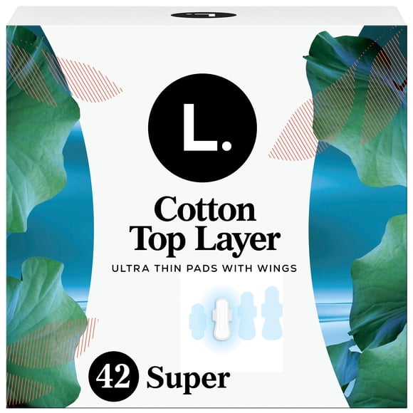 L. Serviettes Ultra-Minces pour Femmes, Couche Supérieure en Coton Biologique, Absorption Super, Serviettes Hygiéniques avec Ailes