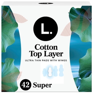 L. Serviettes Ultra-Minces pour Femmes, Couche Supérieure en Coton Biologique, Absorption Super, Serviettes Hygiéniques avec Ailes