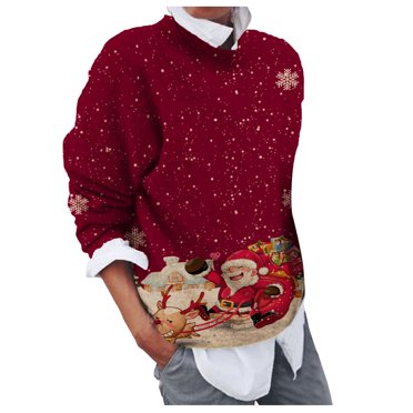 TJAZFJPA Chandails d'Automne pour Women 2024 Citrouille Boho Femmes Noël Flocon de Neige Tricoté Sweater Manches Longues Col Rond Imprimé Arbre de Noël Pull Tricoté Sweater pour Women Automne
