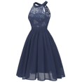 thumbnail image 2 of Pompotops Robe Trapèze Vintage pour Femme, Princesse, en Dentelle Florale, Cocktail, Encolure, Fête, Évasée, 2 of 5