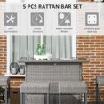 thumbnail image 4 of Outsunny 5 Pieces Patio Bar Set, PE Rattan Wicker Outdoor Bar Set, Grey, 4 of 10