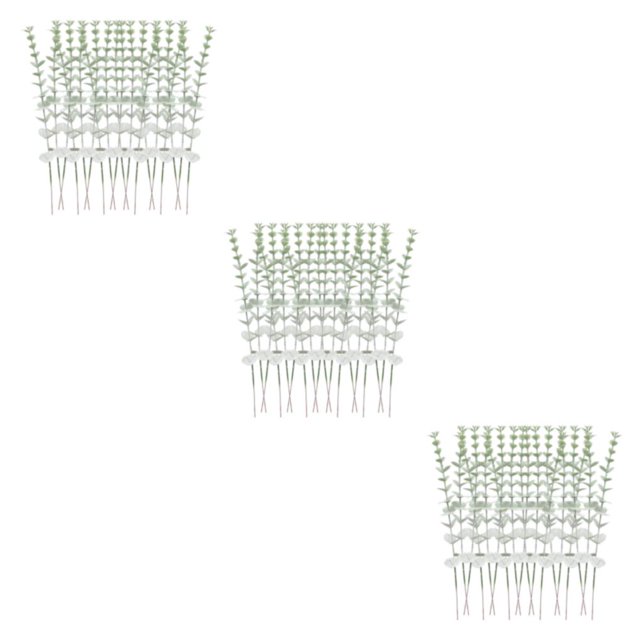 relayinert 12pack / Lot Bouquet de Plantes Simulé à Bas Prix avec Fil de Fer à Haute Rentabilité avec Plasticité Arbitraire Eucalyptus Vert Poudre 3PCS