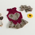 thumbnail image 3 of CNKOO Baby Girls Summer Outfit Leopard Print Heart Sleeveless Rib Knit Tank Tops Bow Ruffles Shorts Headband 3Pcs Clothes Set 6-9 Months, 3 of 8