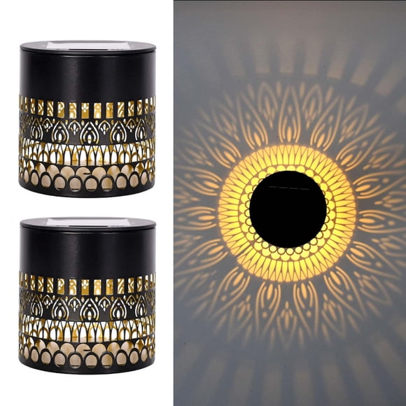 Miogawg 2 Pcs Lumières Solaires Décoratives Métal à Énergie Solaire pour Terrasses Extérieures, Lumières Murales à Marches, Lumière de Clôture Imperméable pour Jardin, Poteau, Patio, Cour Arrière, Déco de Cour