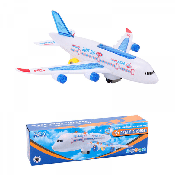 Jouets d'Avion pour Enfants, Action Bump and Go, Avion Jouet pour Tout-Petits avec Lumières DEL Clignotantes et Sons pour Garçons et Filles de 3 à 12 Ans (Airbus A380)