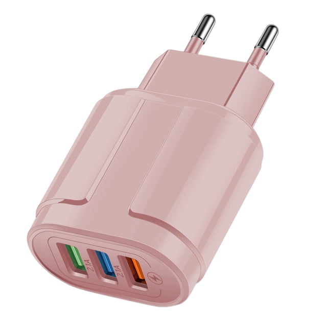 3-port USB Charging Head Macaron Color Matching Charging Head Portable USB Charging Head