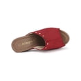 thumbnail image 4 of BLISSFUL STEP Women's Shoes Platform Chunky Heels Open Toe Rivet Faux Suede Slides Sandals Red 8.5, 4 of 7