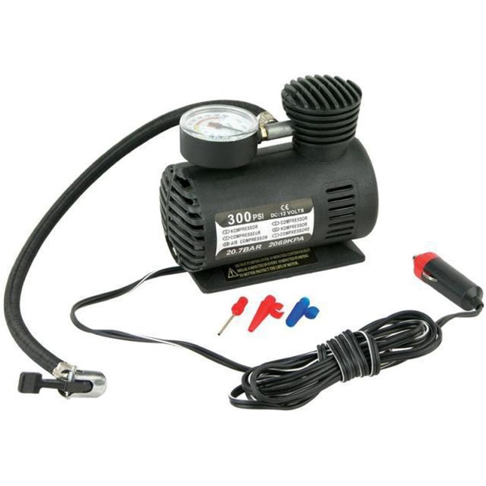 12V Car Tyre Inflator Air Compressor Metal Tire Inflator High Pressure Air Pump (Black)