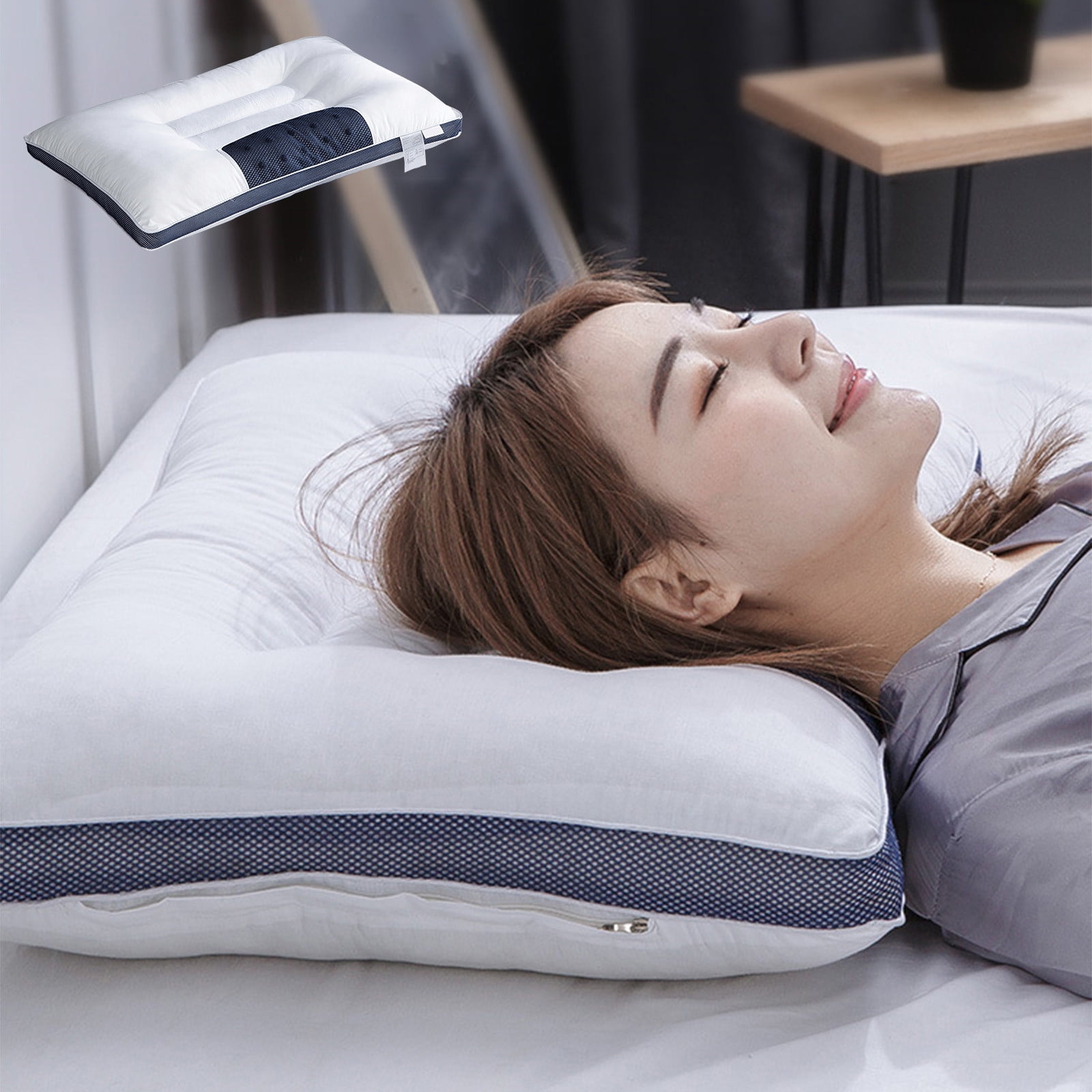 Dvkptbk Silk Pillow Cases,Neck Pillow Memory Foam Relief Bed Pillow for Sleeping Cervical for And Shoulder Ide Back Stomach Sleeper
