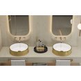 thumbnail image 3 of MEJE 16.75 Inch LUXURY Gold Stripes Round Art Basin, Above Counter Bathroom Vessel Sink, Porcelain Ceramic Countertop Sink(Include pop up drain), 3 of 5
