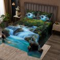 thumbnail image 2 of Erosebridal Natural Waterfall Coverlet Set King, Mystic Lake Bedding Set, Rustic Landscape Decor 3pcs, 2 of 5