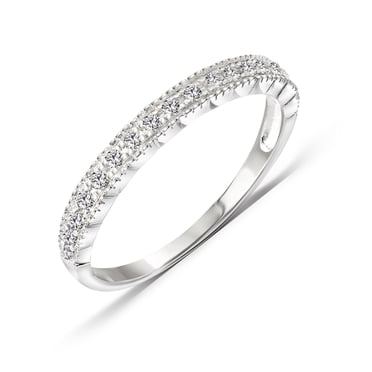 JeenMata Bague Milgrain 0,25 Carat - Bague Vintage - Or Blanc 18K Plaqué sur Argent