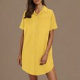 thumbnail image 1 of Ovzne Robes pour Femmes 2025 Robe d'Été Robe d'Été pour Femmes Chemise-Jupe Boutonnée avec Col en Coton et Lin Mini-Robe Robe-Chemise Robe d'Été Liquidation, 1 of 7