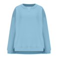 thumbnail image 4 of Penkiiy Chandail en Molleton pour Femmes Col Rond Chandail Tops Chandails en Molleton Surdimensionnés avec Poches Tenues Automne 2024 L Bleu, 4 of 6
