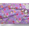 thumbnail image 3 of Soimoi Cotton Cambric Fabric Floral,Rabbit & Porcupine Cartoon Printed Craft Fabric by The Yard 56 Inch Wide, 3 of 3