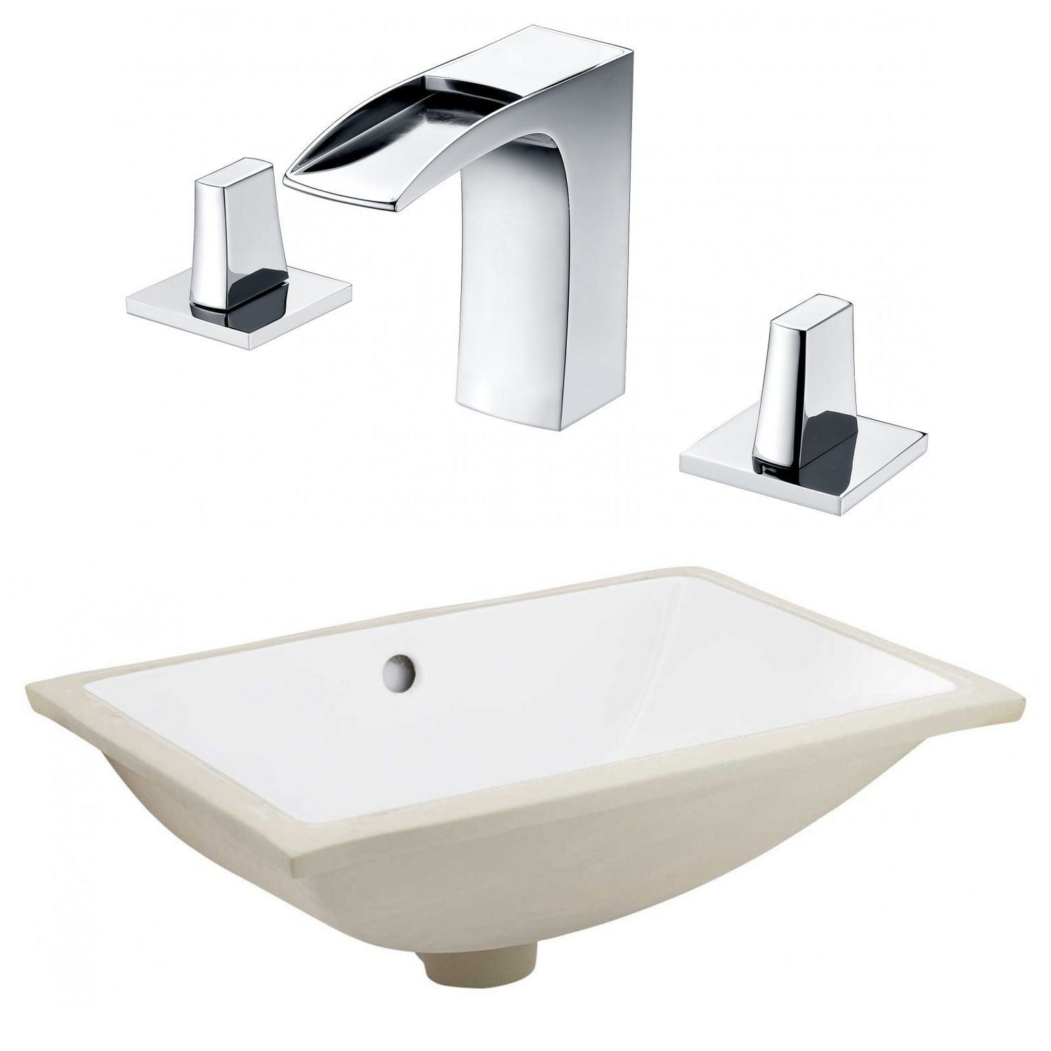 20.75-in. W CSA Rectangle Bathroom Undermount Sink Set In White - Chrome Hardware AI-23100