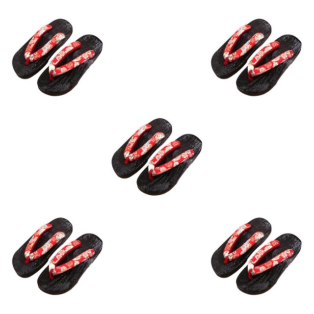 ZheElen Japanese Clogs Slippers Geta Sandals Flip Flops for Men Women 36 Red Round Size 40 5Set