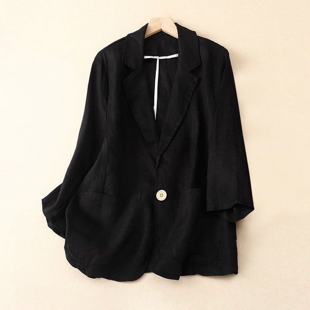 EQWLJWE Vestes Blazer pour Femmes Liquidation Femmes Dames Uni Col Rabattu Veste Manches Longues Manteau Vêtement d'Extérieur