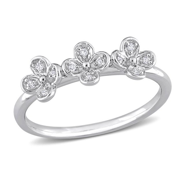 Bague Florale en Diamant en Argent Sterling