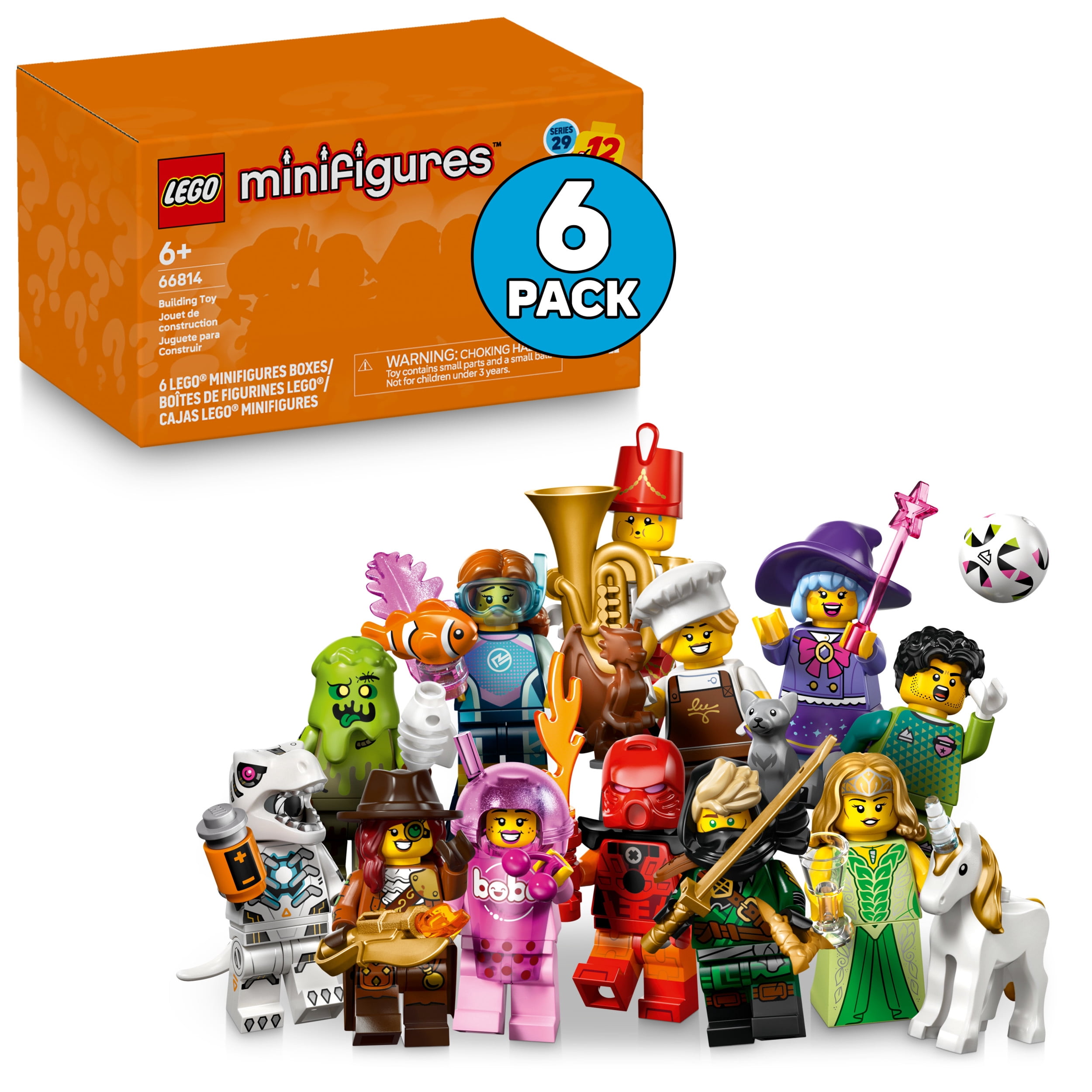 LEGO Minifigures Series 29 6 Pack - Mystery Box Multipack - Birthday Party Favors for Boys & Girls, Ages 6+ - Goodie Bag Stuffers for Kids - 66814