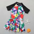 thumbnail image 2 of Kid Girls Rash Guard Bathing Suits Ruffle Floral Pattern Long Sleeve Sun Protection Girls Swimwear Bathing Suit 2XL, 2 of 3