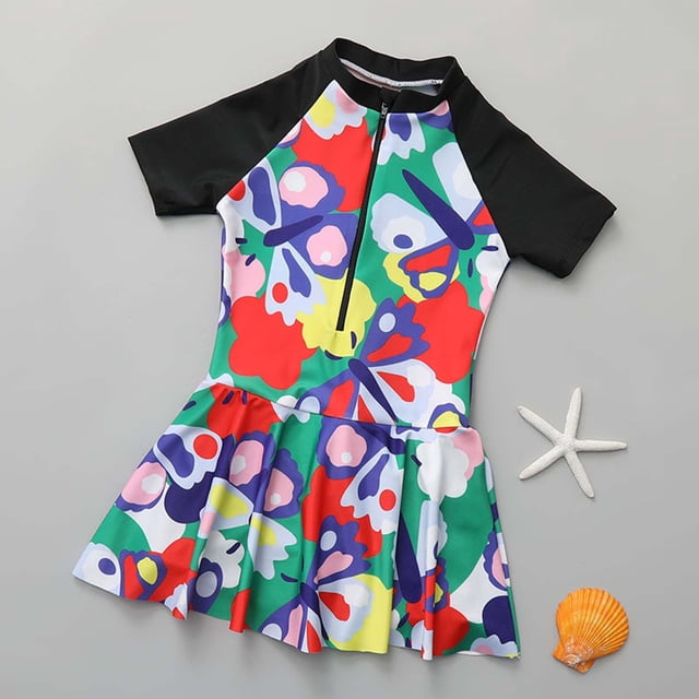 Toddler Girl Rash Guard Swimsuits Cute Sun Protection Long Sleeve Bathing Suits for Girls 18-24 Months Girls Clothing
