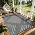 thumbnail image 3 of Nanan 9x12 Modern Geometric Outdoor Rug, All-Weather Waterproof Patio Mat, UV Resistant, Stain Resistant, Easy Clean Plastic Rug for Yard, Deck, Balcony, Camping,Gray White, 3 of 8