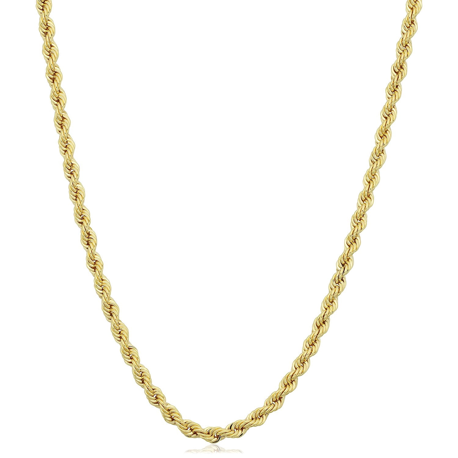 Collier Chaîne en Corde Solide Rempli d'Or Jaune 14K, 2.1mm, 24 Pouces